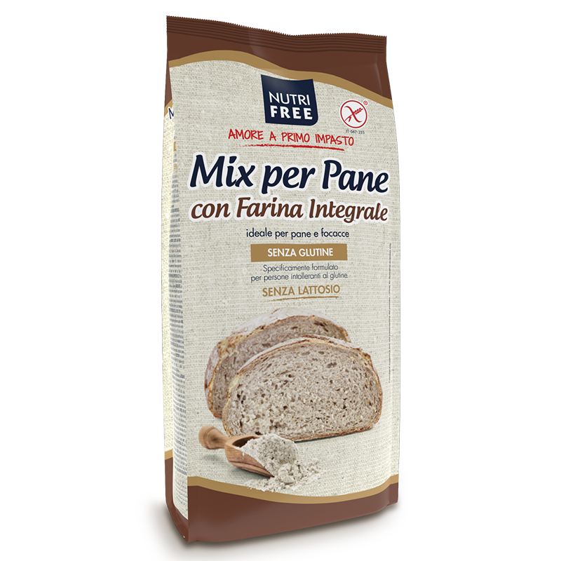 Mix per Pane con farina integrale: Mix for wholemeal bread gluten free -  Nutrifree